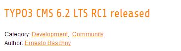 Screenshot des typo3 release 6.2 artikels der typo3.org Seite