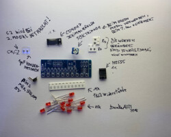 LED Chaser Bausatz - Alle Bauteile und Platine